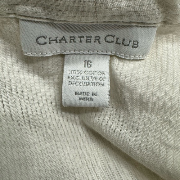 Charter Club Swim Women’s White and Gold Vneck Beach/Pool Coverup Size 16 - Picture 3 of 3